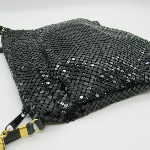 Vintage Whiting & Davis Black Sequin Mesh Crossbody Shoulder Bag With Gold-Tone - Picture 8 of 11